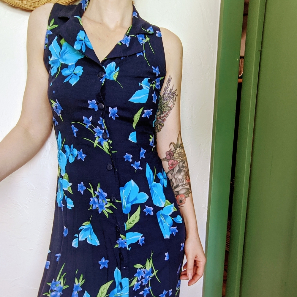 vtg tropical blues dress